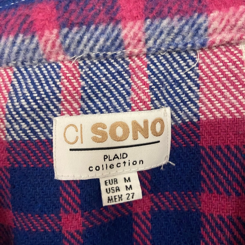 Ci Sono Women's Plaid Utility Jacket - Pink, Blue, and White - Picture 2 of 4